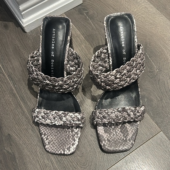 Articles of Society Asti Braided Open Square Toe Blocked Heeled Sandals Size 10 - Picture 9 of 16